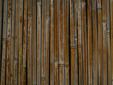 Bamboo Flooring: a close up of a bamboo fence with lots of rust