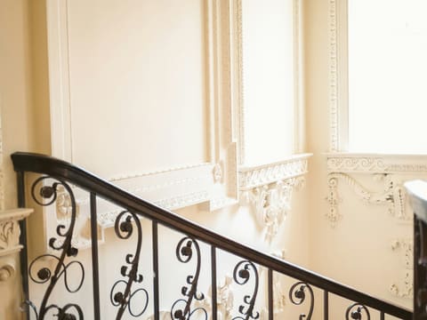 Handrails: black metal spiral stairs