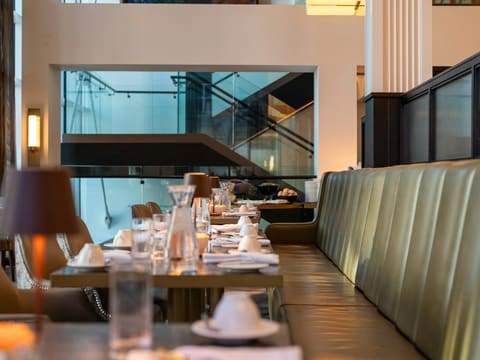 Restaurant Seating & Booths: elegant restaurant dining area with booth seating