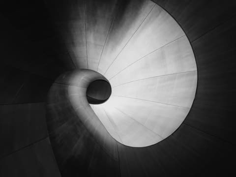 spiral gray steel tunnel